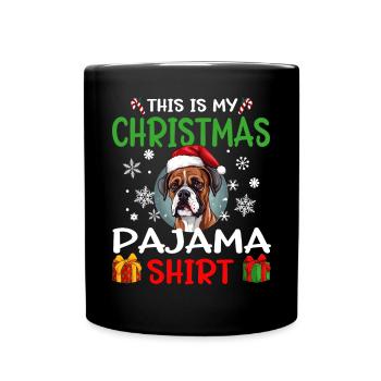 Boxer chien Noël pyjama joyeux Noël - Mug uni - noir - Devant