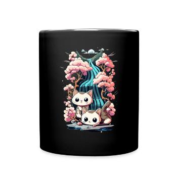 cute kawaii kitten japan - Full Colour Mug - black - Front