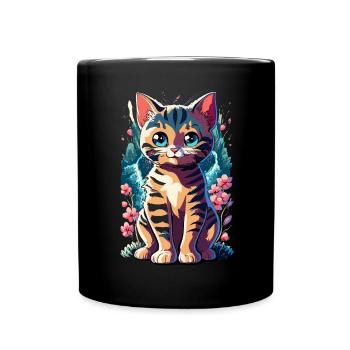cute kawaii kitten japan - Full Colour Mug - black - Front