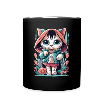 cute kawaii kitten japan - Full Colour Mug - black - Front
