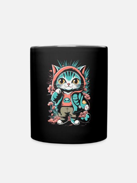 süßes Kawaii Kätzchen Japan - Tasse einfarbig - Schwarz