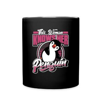 This Woman Knows Her Penguin Seevogel - Tasse einfarbig - Schwarz - Vorne