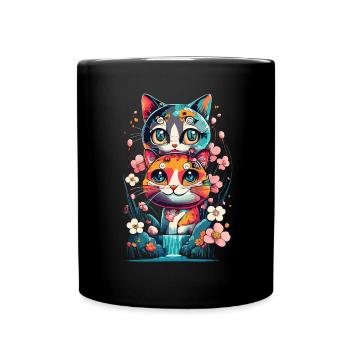 cute kawaii kitten japan - Full Colour Mug - black - Front
