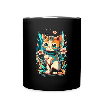 cute kawaii kitten japan - Full Colour Mug - black - Front