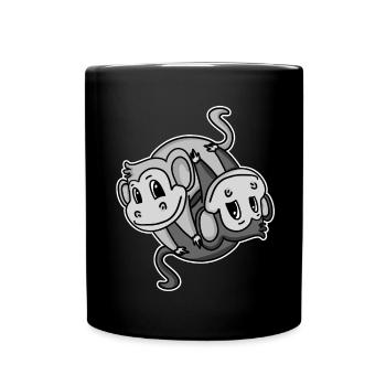 Yin Yang Sign Monkey - Full Colour Mug - black - Front