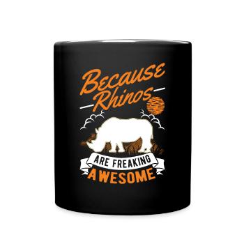 Nashorn Geschenk Rhino Rhinozeros - Tasse einfarbig - Schwarz - Vorne