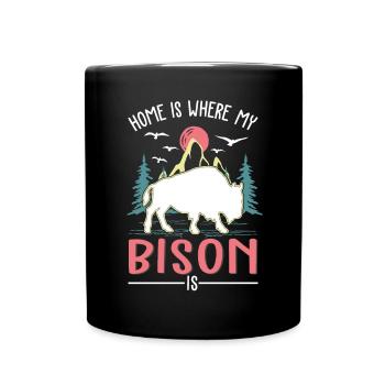La maison est là où se trouve mon buffle - Mug uni - noir - Devant