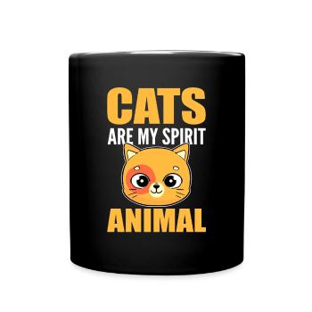 Cats Are My Spirit Animal Kätzchen Hauskatze Katze - Tasse einfarbig - Schwarz - Vorne