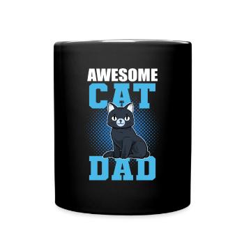 Awesome Cat Dad Kätzchen Hauskatze Miezekatze - Tasse einfarbig - Schwarz - Vorne