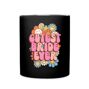 Groovy Bridal Wedding Party Bridal Flower Flowers - Full Colour Mug - black - Front