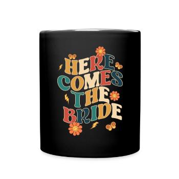Groovy Bridal Wedding Party Bridal Flower Flowers - Full Colour Mug - black - Front