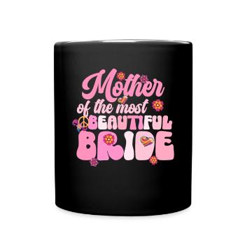 Groovy Bridal Wedding Party Bridal Flower Flowers - Full Colour Mug - black - Front
