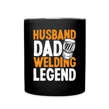 Ehemann Papa Schweißlegende - Tasse einfarbig - Schwarz - Vorne