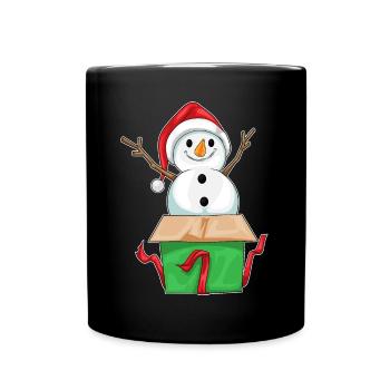 Boîte en carton de Noël Snowman - Mug uni - noir - Devant