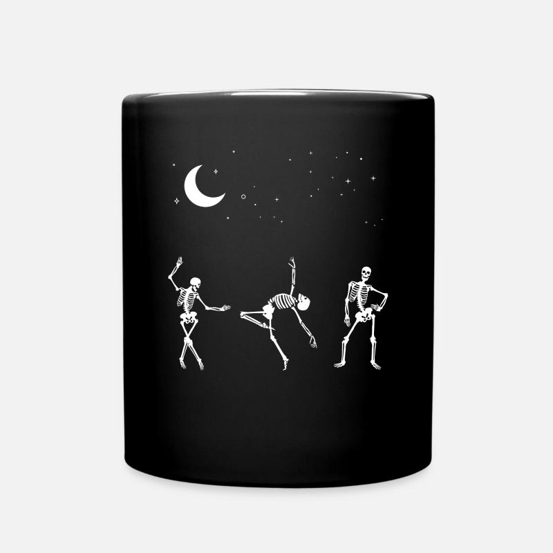 Tanzende Skelette Sterne Mond Nacht - Tasse einfarbig - Schwarz