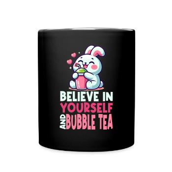 Kawaii Rabbit Bubble Tea Croyez en vous - Mug uni - noir - Devant