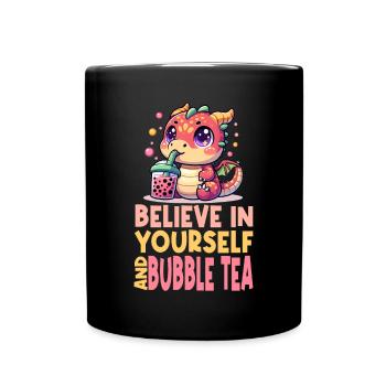 Kawaii Dragon Bubble Tea Boba Asian Inspired - Full Colour Mug - black - Front