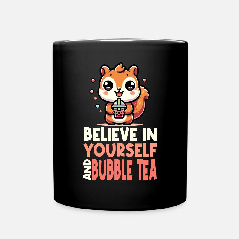 Kawaii Squirrel Bubble Tea Croyez en vous - Mug uni - noir