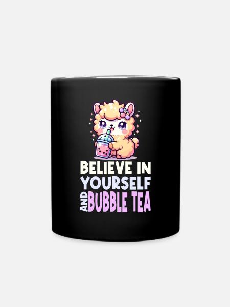 Kawaii Lama Bubble Tea Boba Design d’inspiration asiatique - Mug uni - noir