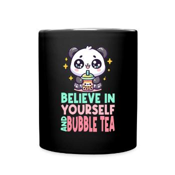 Kawaii Panda Bubble Tea Boba Drink Milchtee Asiatisch - Tasse einfarbig - Schwarz - Vorne