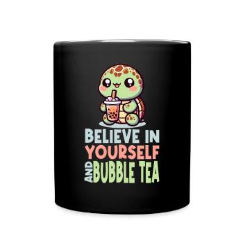 Kawaii Turtle Bubble Tea Glaube an dich selbst - Tasse einfarbig - Schwarz - Vorne