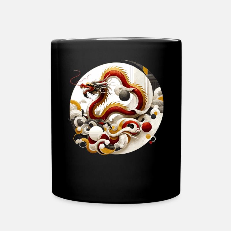 Drache Chinesische Kunst - Tasse einfarbig - Schwarz