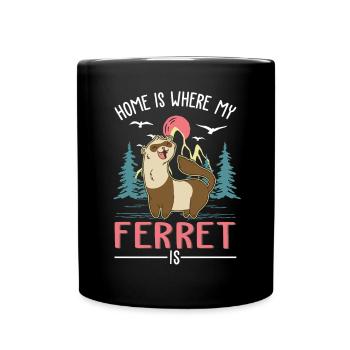 Zuhause ist wo mein Frettchen ist - Tasse einfarbig - Schwarz - Vorne