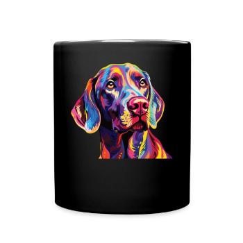 Aquarelle Braque de Weimar coloré - Mug uni - noir - Devant