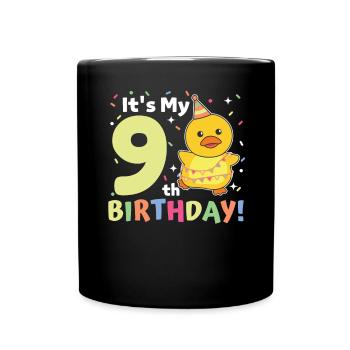 Duck for 9th birthday children nine years old - Full Colour Mug - black - Front