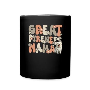 Pyrenean Mountain Dog Groovy Great Pyrenees Mom - Full Colour Mug - black - Front