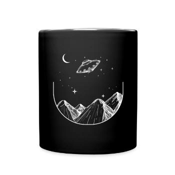 Montagnes, Ciel Nocturne, OVNI - Mug uni - noir - Devant