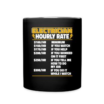 Électricien Tarif horaire Électronicien Électricien - Mug uni - noir - Devant