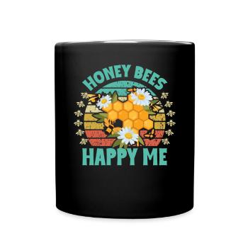 Honigbienenwebeke Hive Imkere Wabe - Tasse einfarbig - Schwarz - Vorne