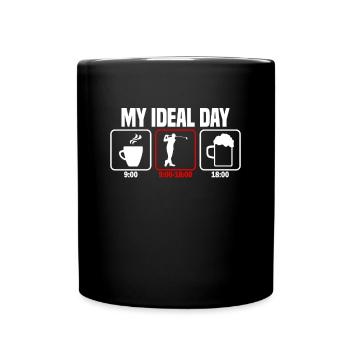 Mein perfekter Tag Golf Golfer - Tasse einfarbig - Schwarz - Vorne