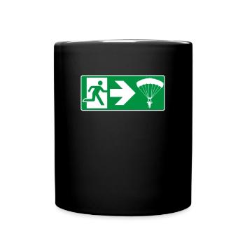 Emergency Exit Parachute Paraglider - Full Colour Mug - black - Front