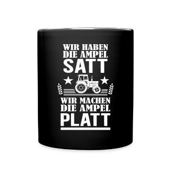 Bauern Protest Landwirte Demo gegen Ampel Parteien - Tasse einfarbig - Schwarz - Vorne