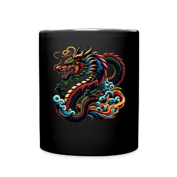 Conception artistique de dragon chinois coloré - Mug uni - noir - Devant