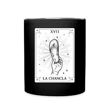 La Chancla Survivor Tarot Card Mexico Puerto Rico - Full Colour Mug - black - Front