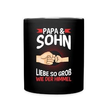 Papa Sohn Vater Familie Geschenk - Tasse einfarbig - Schwarz - Vorne