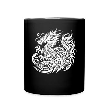 Dragon Tribal Tattoo Artistic Symbol Design - Full Colour Mug - black - Front