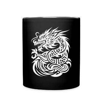 Dragon Tribal Tattoo Elegantes künstlerisches Design - Tasse einfarbig - Schwarz - Vorne