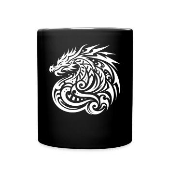 Dragon Tribal Tattoo Artistic Symbol Design - Full Colour Mug - black - Front