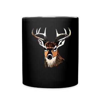 Rothirsch Geweih mit Hirschgeweih - Tasse einfarbig - Schwarz - Vorne