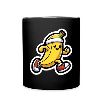 Banane à un rythme de course - Mug uni - noir - Devant