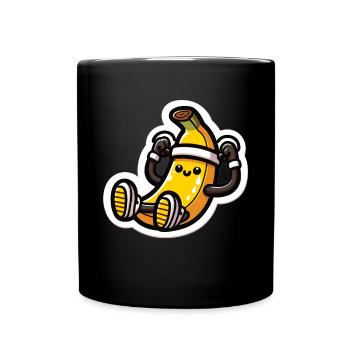 Bananen-Power: Fit mit Sit-Ups - Tasse einfarbig - Schwarz - Vorne
