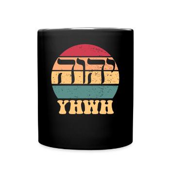 Yahweh Retro Retro Christian Faith Believer Hebrew - Full Colour Mug - black - Front