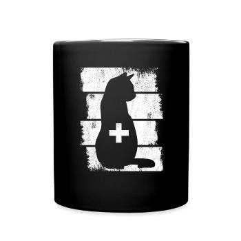 Katzen Tierarzt - Tasse einfarbig - Schwarz - Vorne