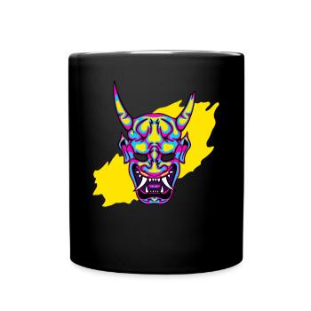 Hannya Neon Demon Cool Japan Art - Tasse einfarbig - Schwarz - Vorne