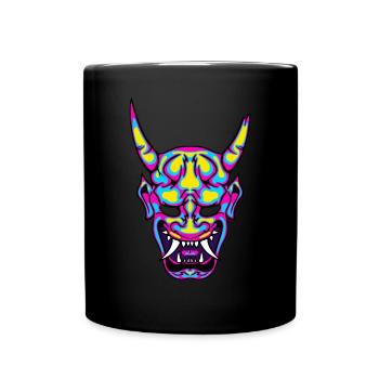 Neon Hannya Japanese Spirit Mysticism - Full Colour Mug - black - Front