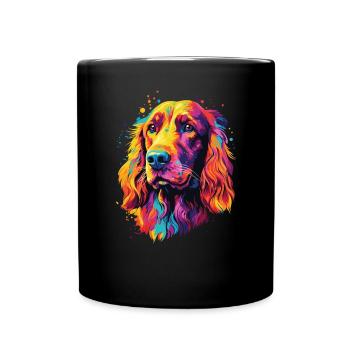 Aquarelle colorée irlandais Setter - Mug uni - noir - Devant